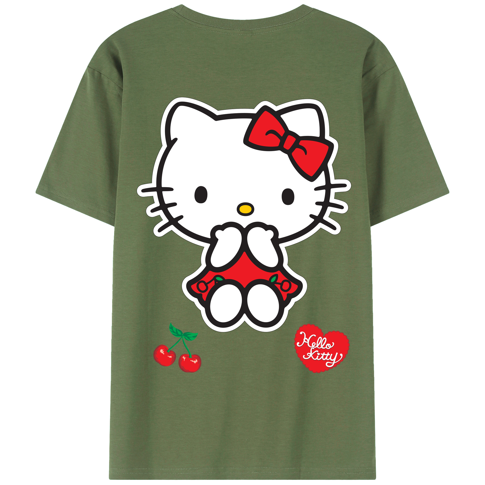 （画像用） Hello Kitty ハローキティ 綿100％ メンズ半袖Tシャツ（バックプリント） 通気性